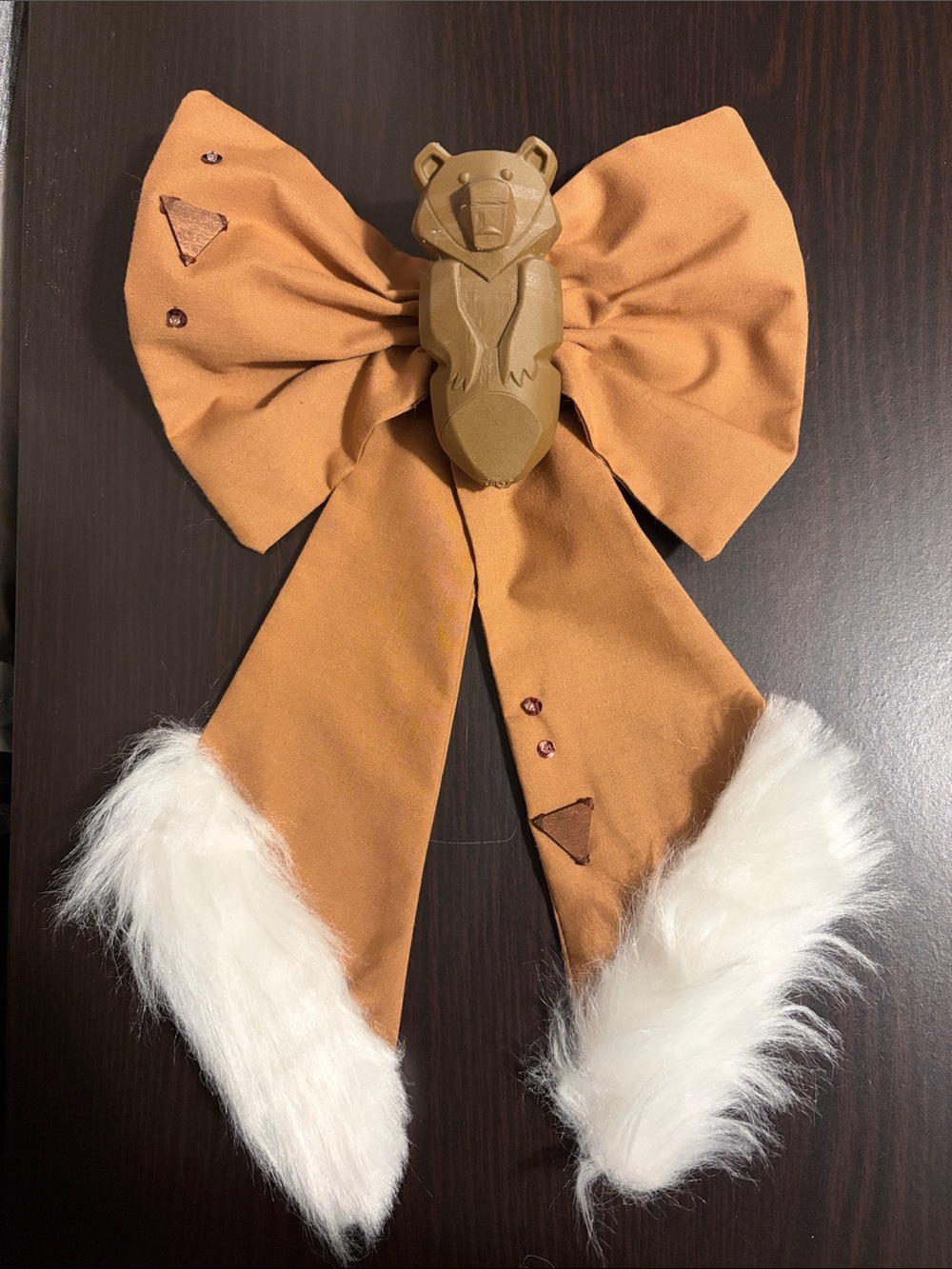 Brother Bear Faux Fur Trim Bow Hair Clip